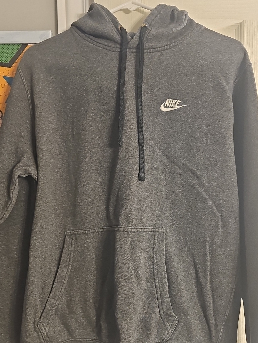 Nike Charcoal Gray Pullover Hoodie with White Swoosh